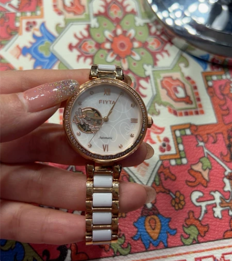 新品飞亚达手表女倾城陶瓷表女士蝴蝶镂空机械...