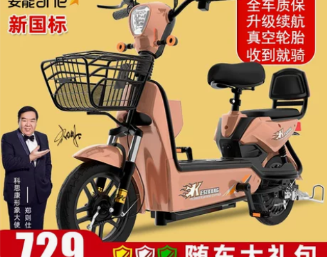 科思康新国标电动车成人电动自行车48V亲子...