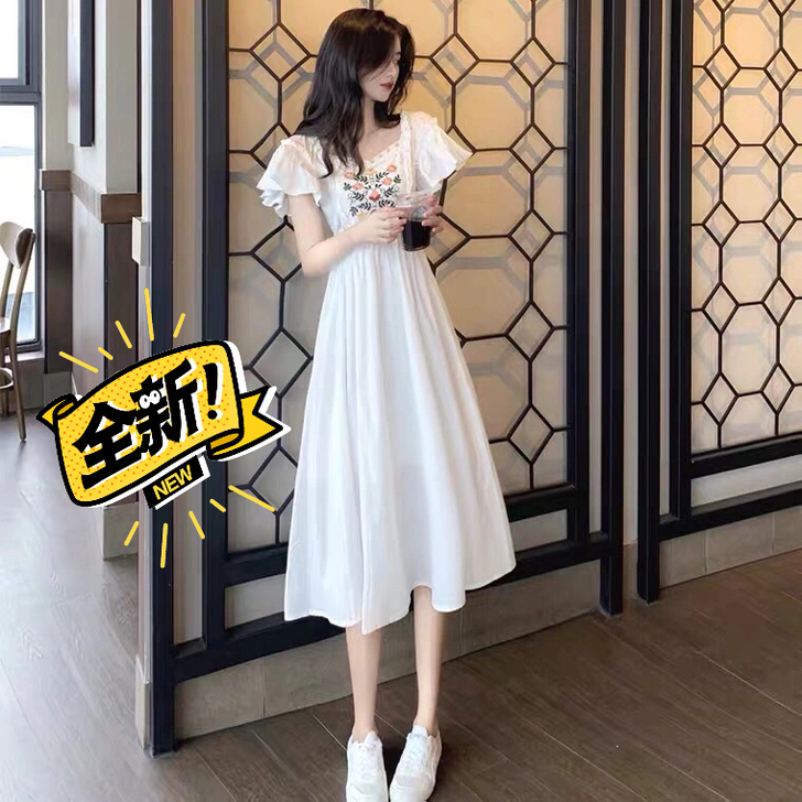 长裙过膝仙气超仙女森系小个子法式桔梗裙