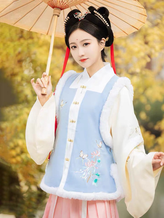 墨子研汉服女原创明制袄裙方领对襟齐腰短款加...