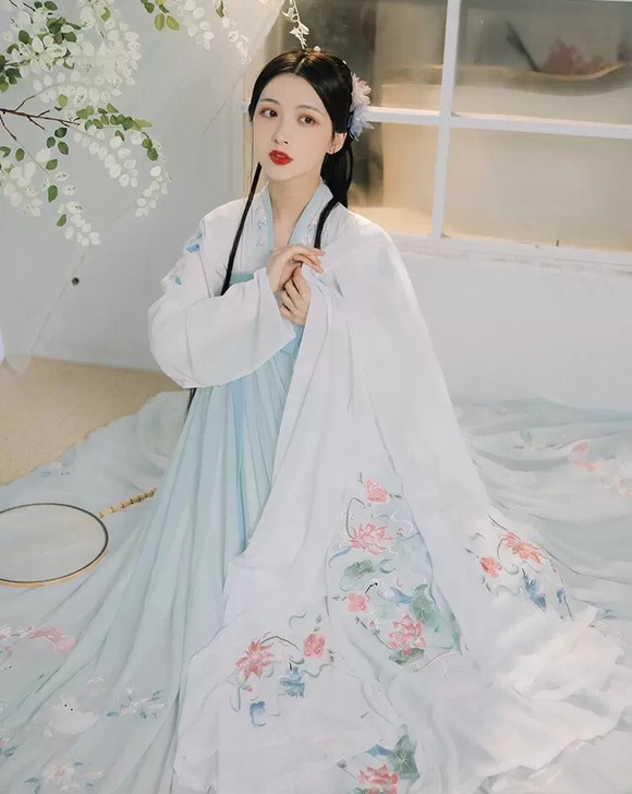 韶华倾 墨子研原创汉服女齐胸齐腰襦裙重工刺...