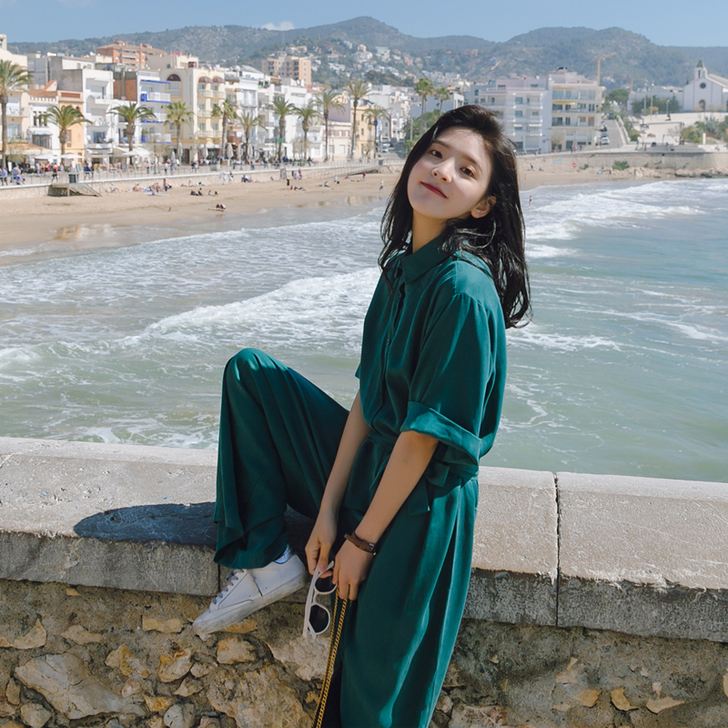 ins超火新款韩版九分阔腿宽松休闲显瘦连体...