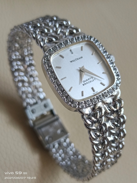 瑞士华生WALTHAM纯银麦穗石英女表