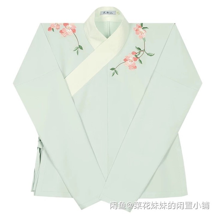 全新春景花朝记汉服原创刺绣海棠花 交领上衣...