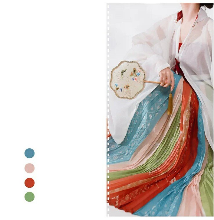 今夜月色很美 不溯汉服原创一片式百搭下裙褶...