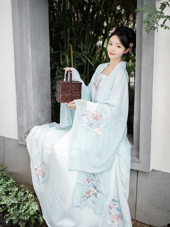 一鹭莲生 墨子研 原创汉服女大袖衫一片式齐...