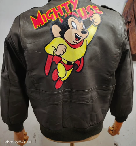 成色好厚头层牛皮飞行皮夹克G-1，日本优质...