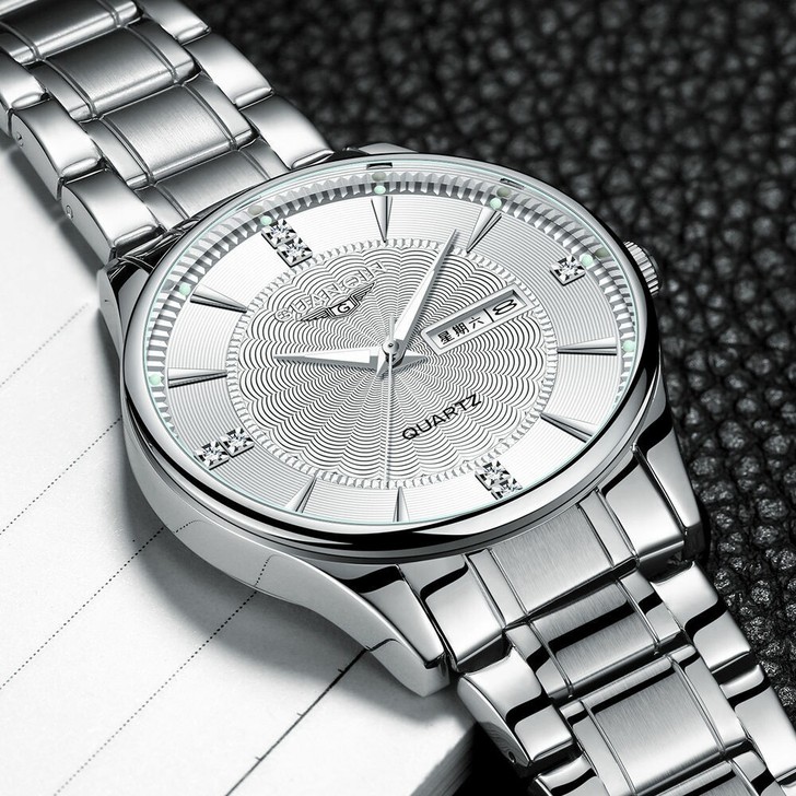 冠琴正品手表男防水夜光日历男表钢带简约休闲...