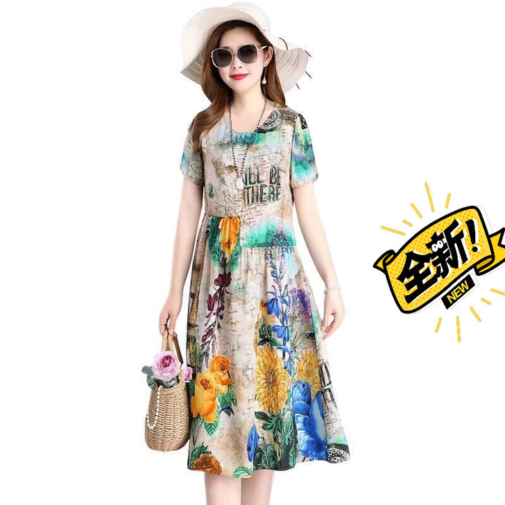 [全新包邮]仿桑蚕丝高档碎花连衣裙女202...