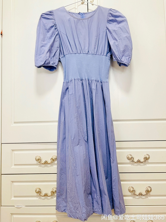 紫色泡泡袖连衣裙(不议价)已经很便宜了!料...