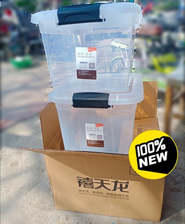 超市关门处理45个禧天龙透明收纳箱加厚大号...