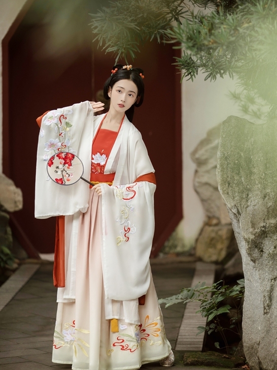 千韵岗汉服女正品原创中国风古装白菜全套对襟...