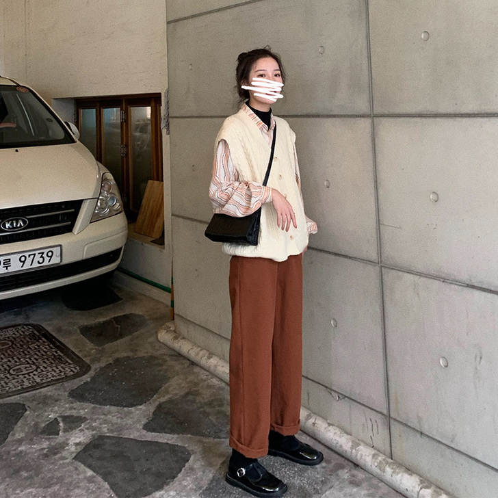 吱呤  高腰阔腿休闲裤2019秋冬新款韩版...