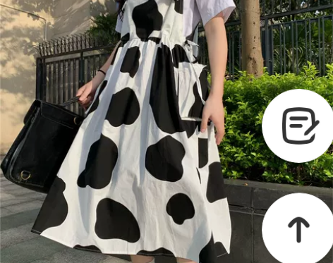 学院风连衣裙女2022新款夏季奶牛印花背带...