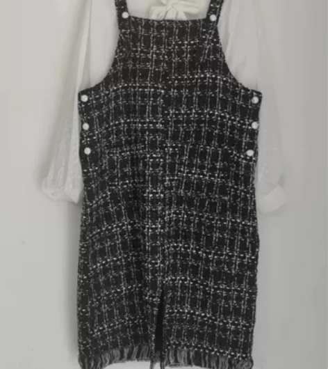 秋冬新款粗花呢小香风背带裙女学生韩版宽松洋...