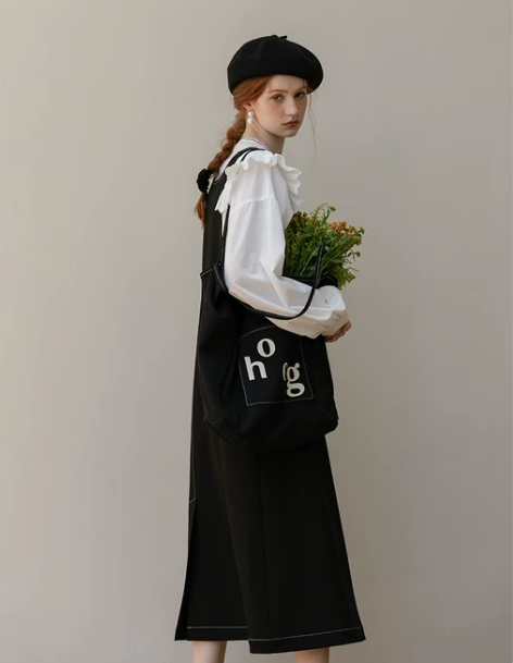 背带裙 背带连衣裙初秋慵懒风中长款宽松减龄...