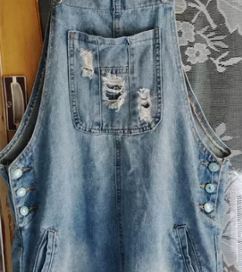 大码蓝色牛仔背带裙四季可穿 135斤以内可...