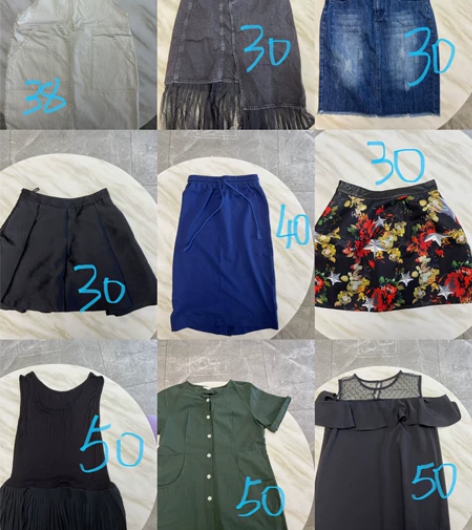 牛仔半裙，连衣裙，背带裙合集，图片实拍，尺...