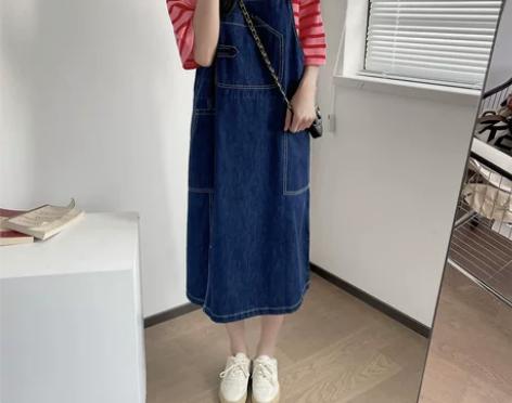 背带裙夏季女中长款2022新款设计感小众显...