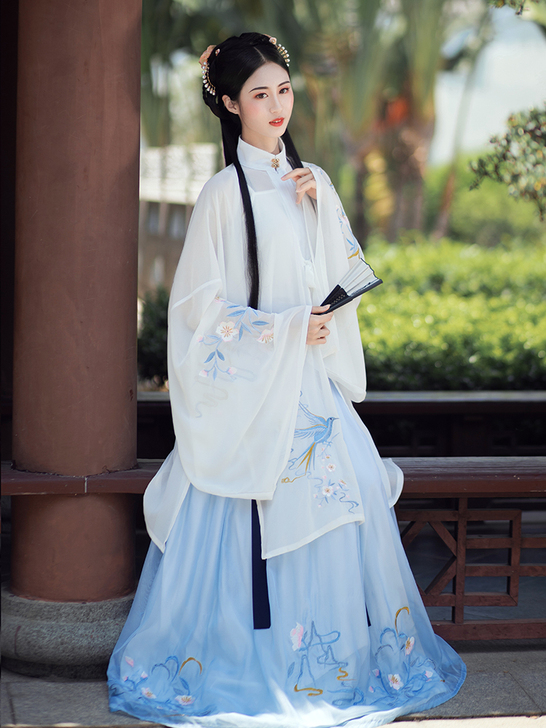 千韵岗汉服女明制立领长袄夏季薄款齐腰全套学...