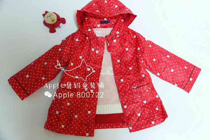 女童稻草家风衣外套，防水面料拉绒内衬，体重...