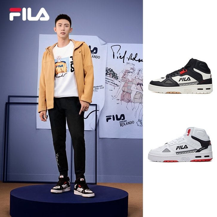 FILA 斐乐官方篮球鞋男2021春季高帮...