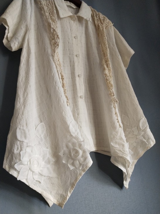 借水无花音Vintage立体花衬衫vint...