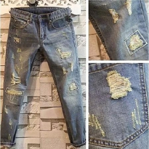 清仓】2021新款乞丐裤男大破洞牛仔裤男士...