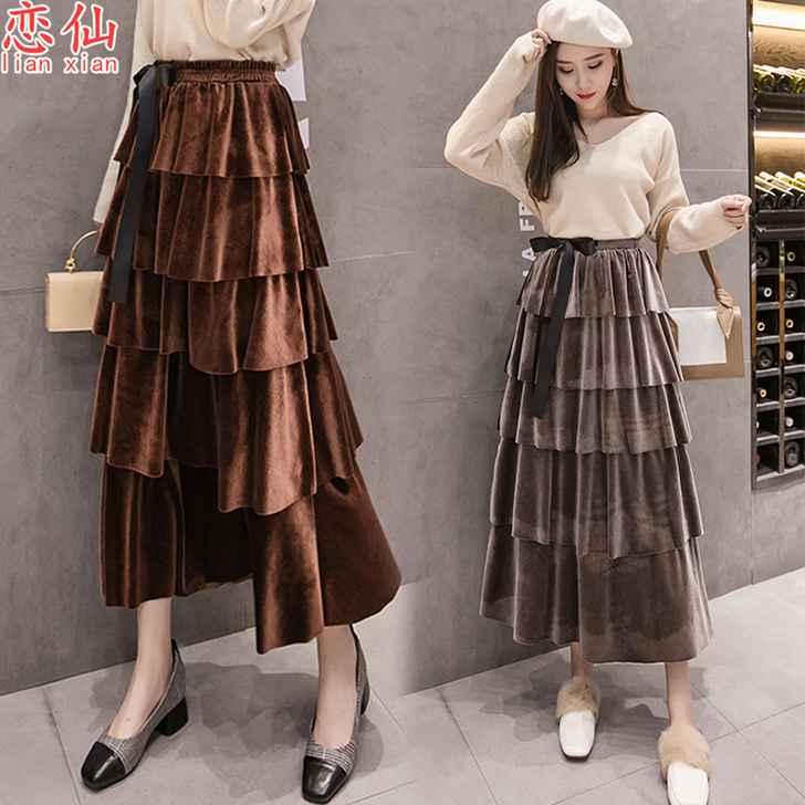 恋仙 半身裙│灰色蛋糕裙，松紧腰