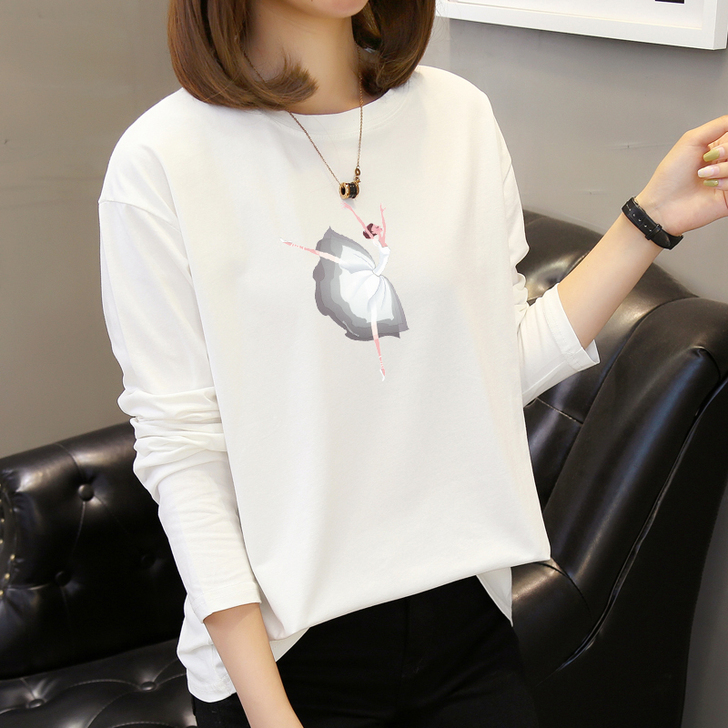 长袖t恤女春秋装2018新款韩版宽松百搭学...