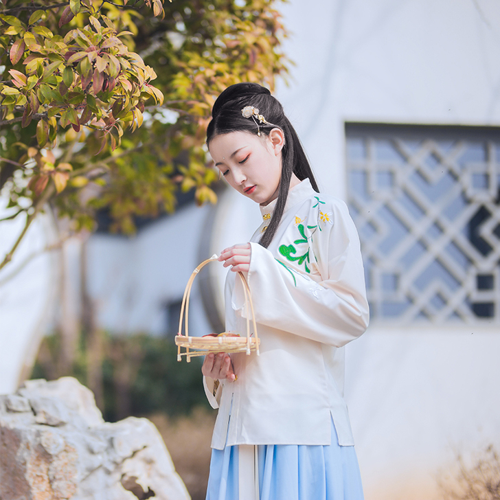 千韵岗原创 幽兰 明制对襟立领春季汉服 非...