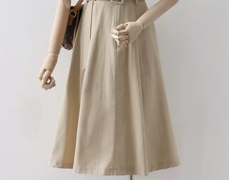 卡其色高腰西装裙女夏款宽松显瘦中长款职业a...