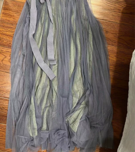 直言家~百褶长款大摆裙侧系带半身裙高级百搭...