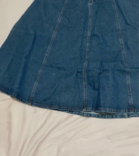 复古蓝高腰牛仔大摆裙，99新，100%棉，...