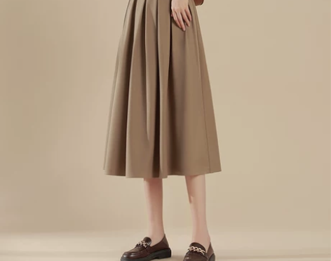 百褶裙半身裙女春秋2022年新款高腰显瘦中...