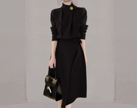 御姐风洋气减龄显瘦优雅大摆裙2020秋装新...