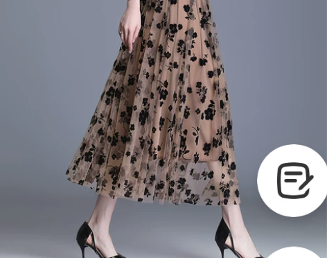 网纱半身裙女夏2022新款大摆裙纱裙印花垂...