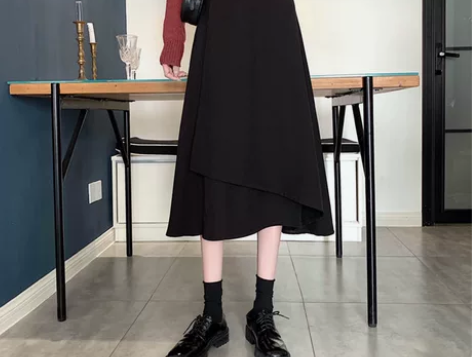 大码不规则半身裙宽松a字大摆裙适合胯大腿粗...