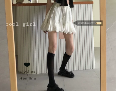 白色显瘦蓬蓬A字裙女装减龄短裙夏季韩版百搭...