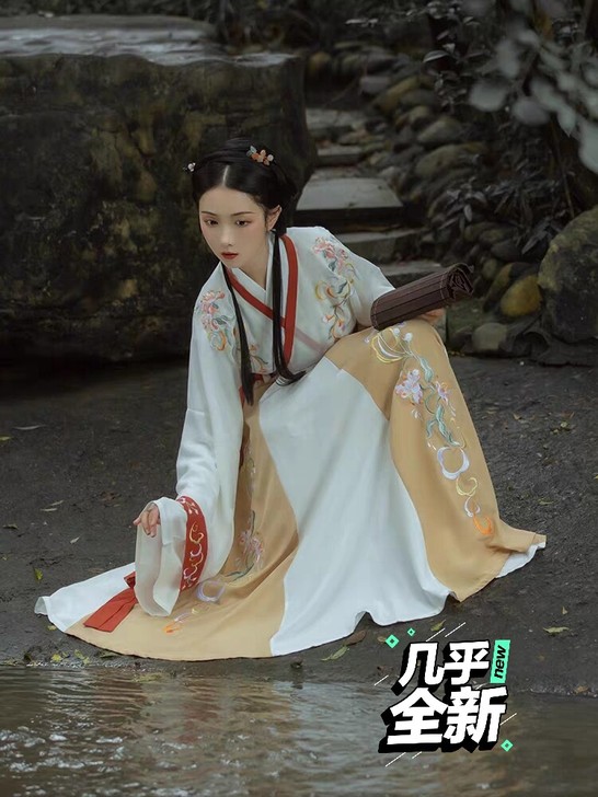 笑寒千韵岗原创汉服女夏季薄款中国风晋制襦裙...