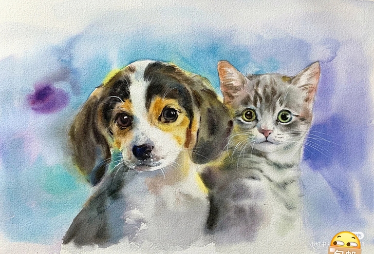 水彩画纯手绘,108一张包邮