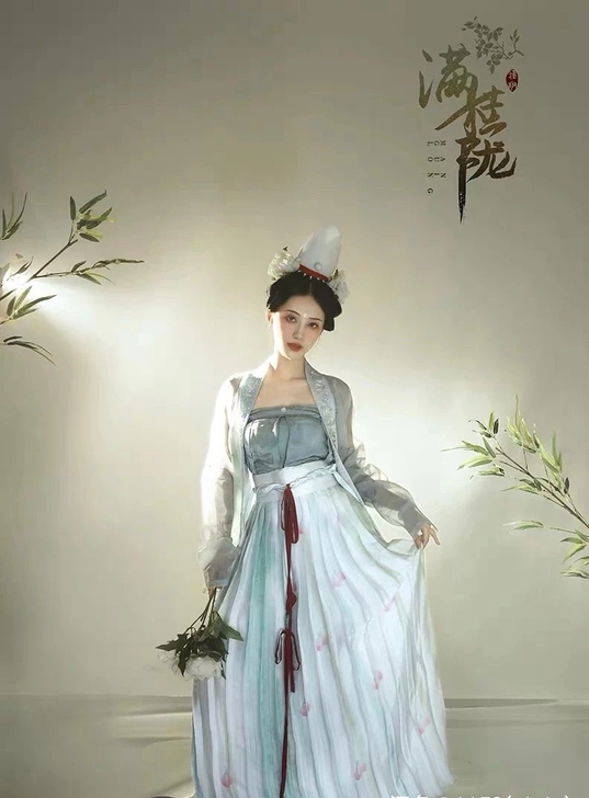 全新满桂陇汉服真丝绣花印花清新宋制兰芝淘淘...