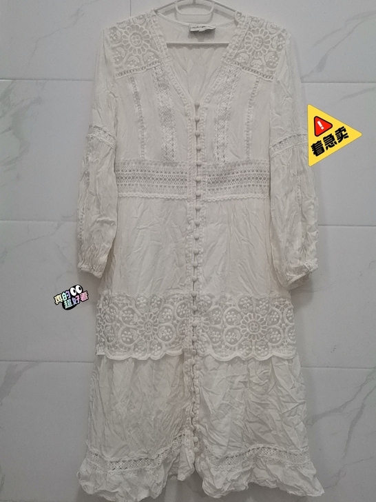 #节后鱼生#法式复古白色连衣裙秋装新款仙女...