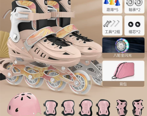 轮滑鞋儿童女童专业品牌男童女孩全套装初学者...