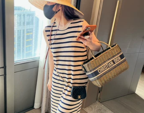 theWangs进口毛纱亚麻露营度假风长款...