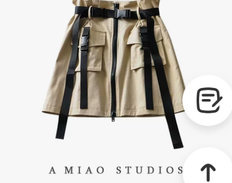 超火复古大口袋拉链高腰半身裙洋气工装风港味...