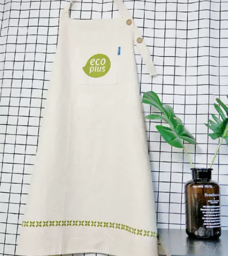 全新乐扣围裙小清新日韩风棉麻材质奶茶店工作...