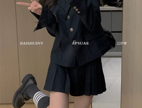 白水女 垫肩西装外套女秋气质高级感西服高腰...