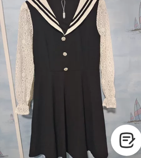 90-120斤来，海军领法式小众长袖拼接连...