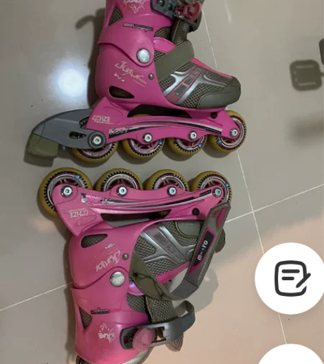 瑞士micro旱冰鞋，7成新，灰粉配色 感...